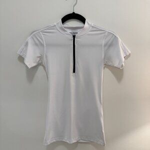 Nicki Studios White Fitted Zip T-Shirt